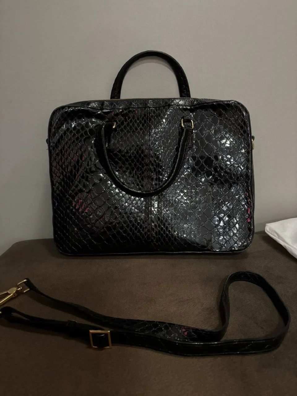 Bolsa executiva couro croco Luz da Lua  - Foto 4