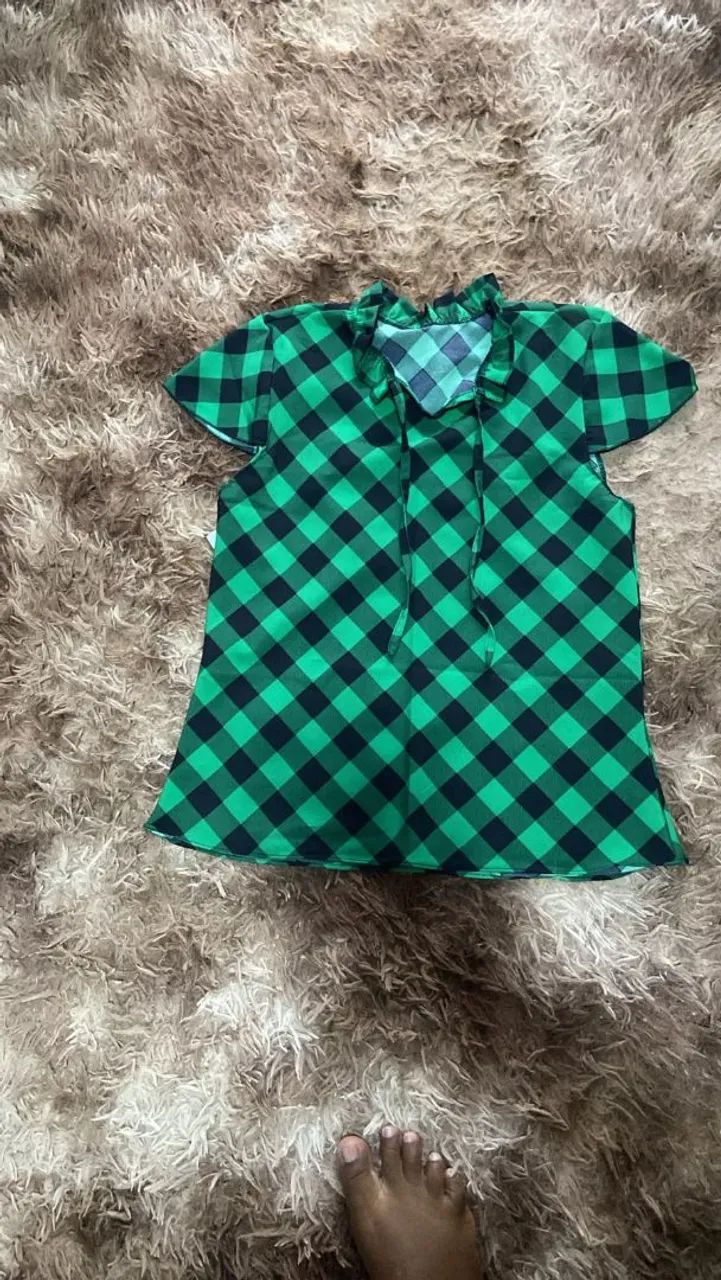 Blusa xadrez verde