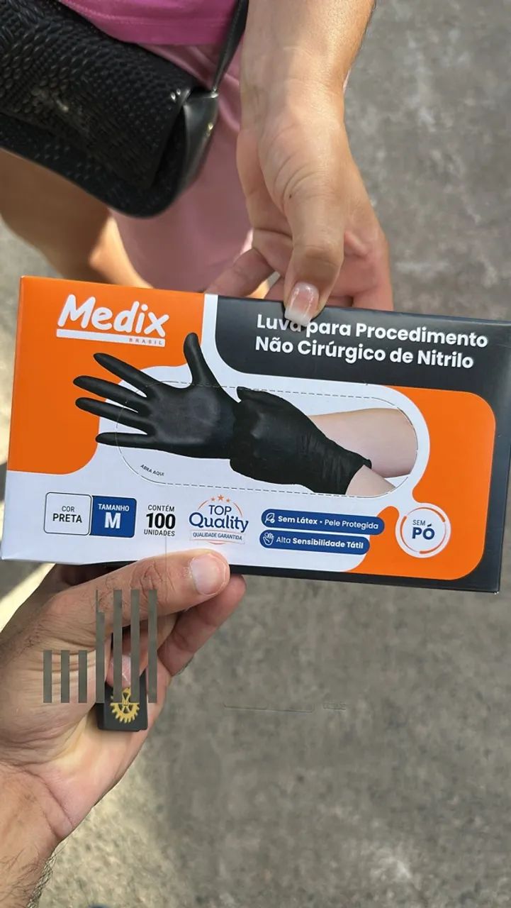 Caixa de luvas tamanho m preta 