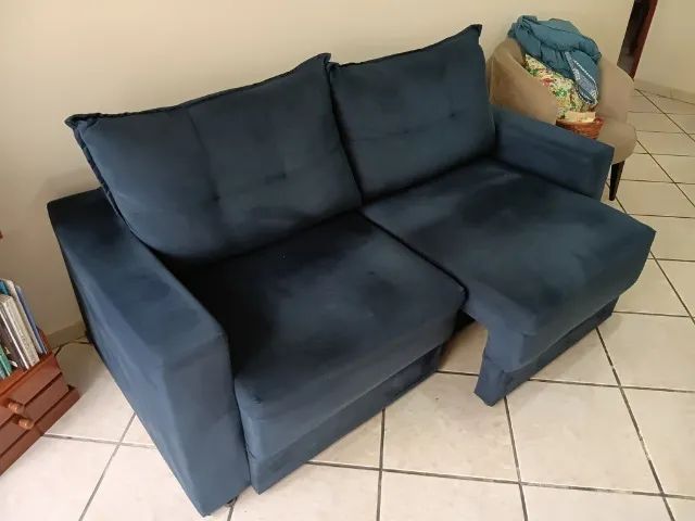 Sofá Retrátil em Tecido Azul Marinho  - Foto 5