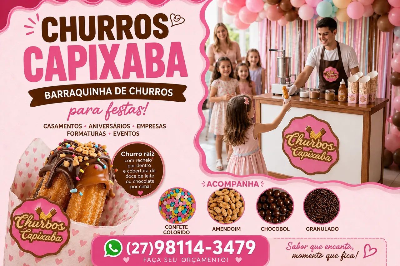 Barraquinha de churros para festas e eventos 