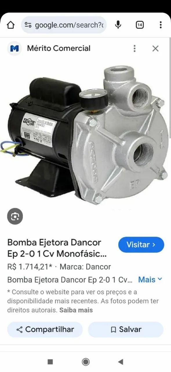 Bomba d'água Ejetora Dancor 127v