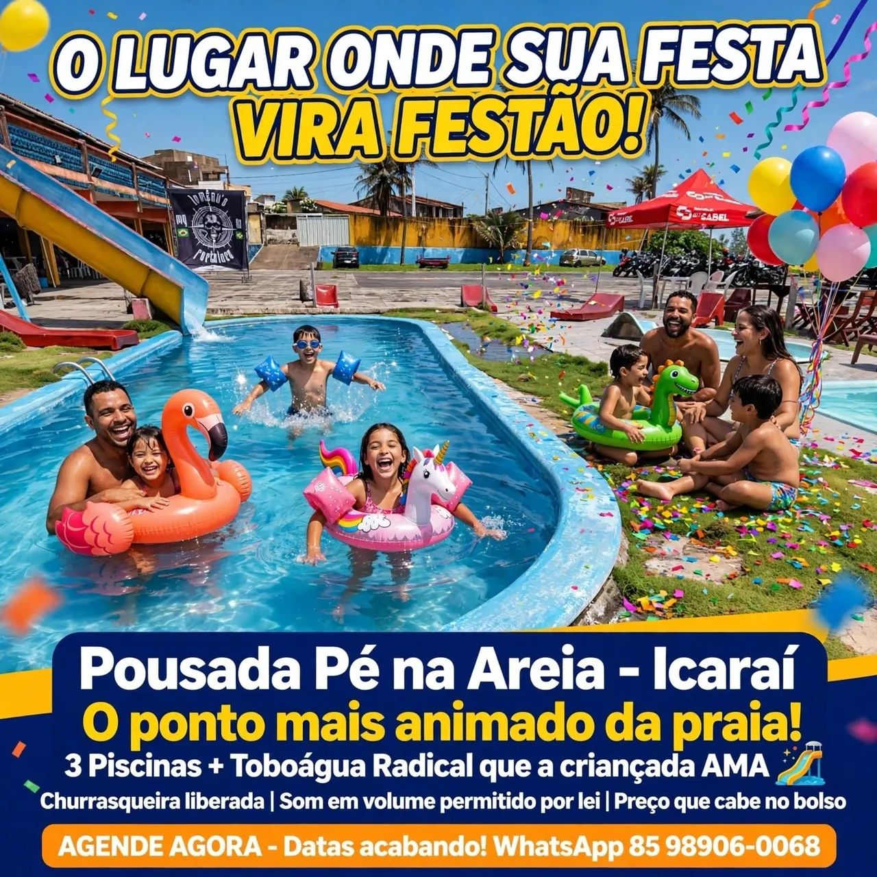 Espaço para festas com piscinas 