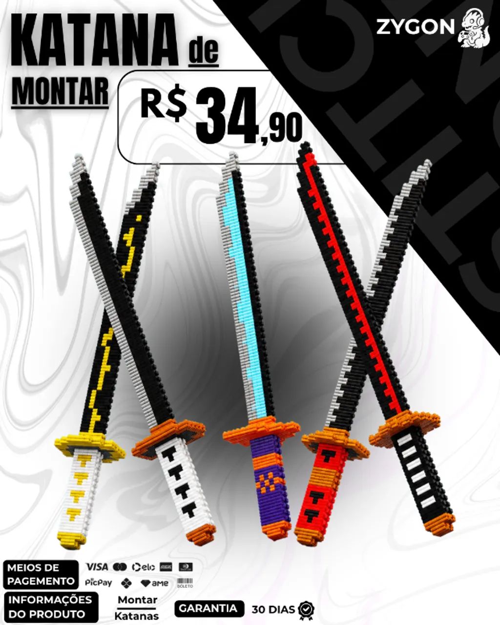 [NOVO] Blocos de Montar Espada Samurai / Katana - Garantia 30 Dias