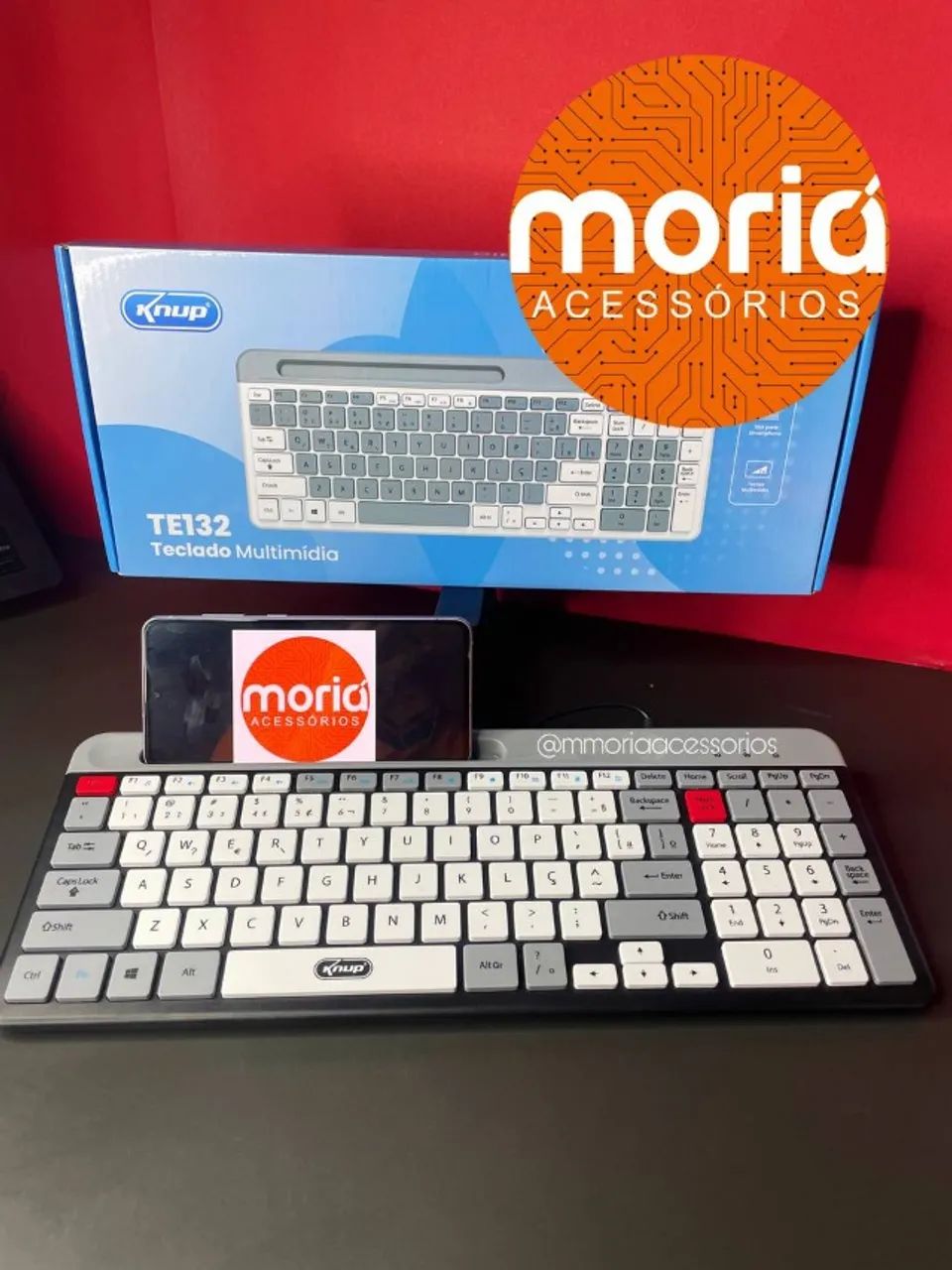 Teclado Multimídia com Fio ABNT2 Silencioso Suporte p/ Celular Knup KP-TE132 - Foto 2