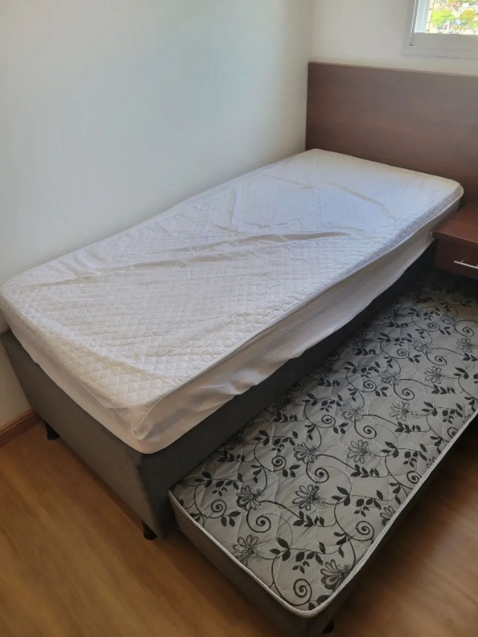 Cama box solteiro conjugada com cama auxiliar e colchão - Foto 2