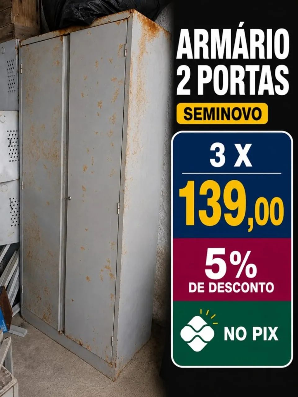 ARMARIO EM AÇO 2 PORTAS