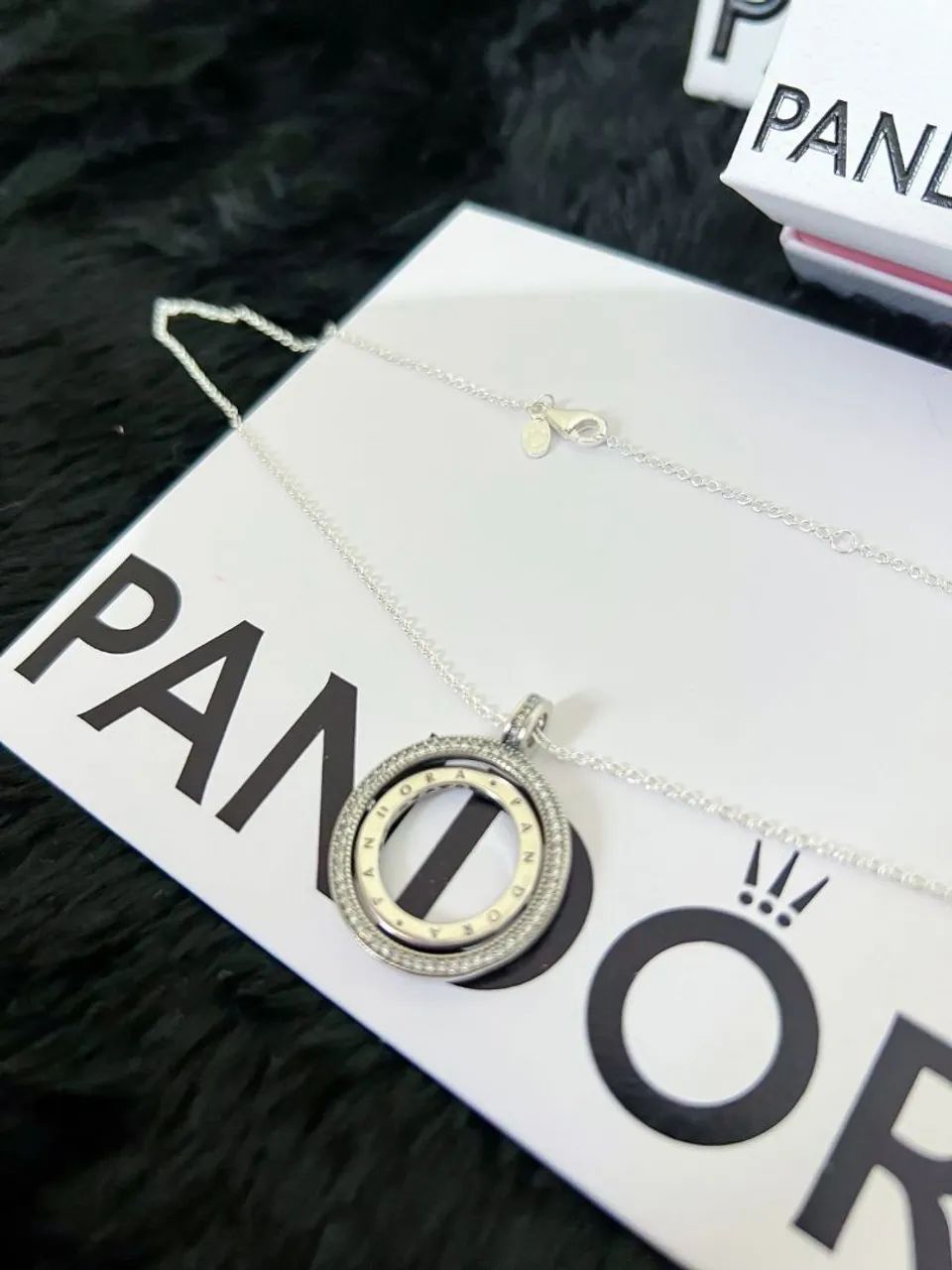 Colar pandora aro duplo logo pave  - Foto 4