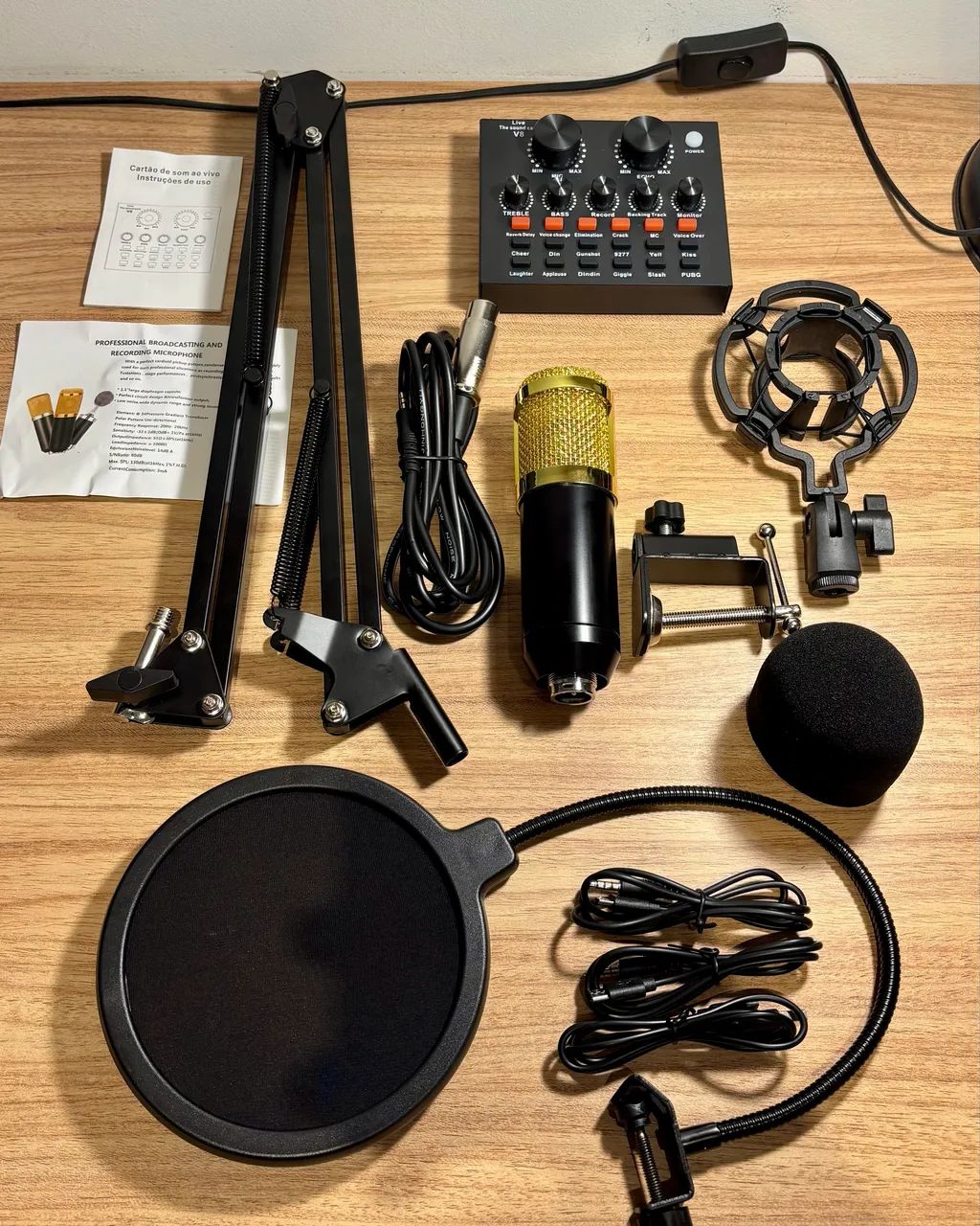 Microfone Keedi bm800 Com Braço Articulado + Kit Interface Mesa V8 - Foto 2