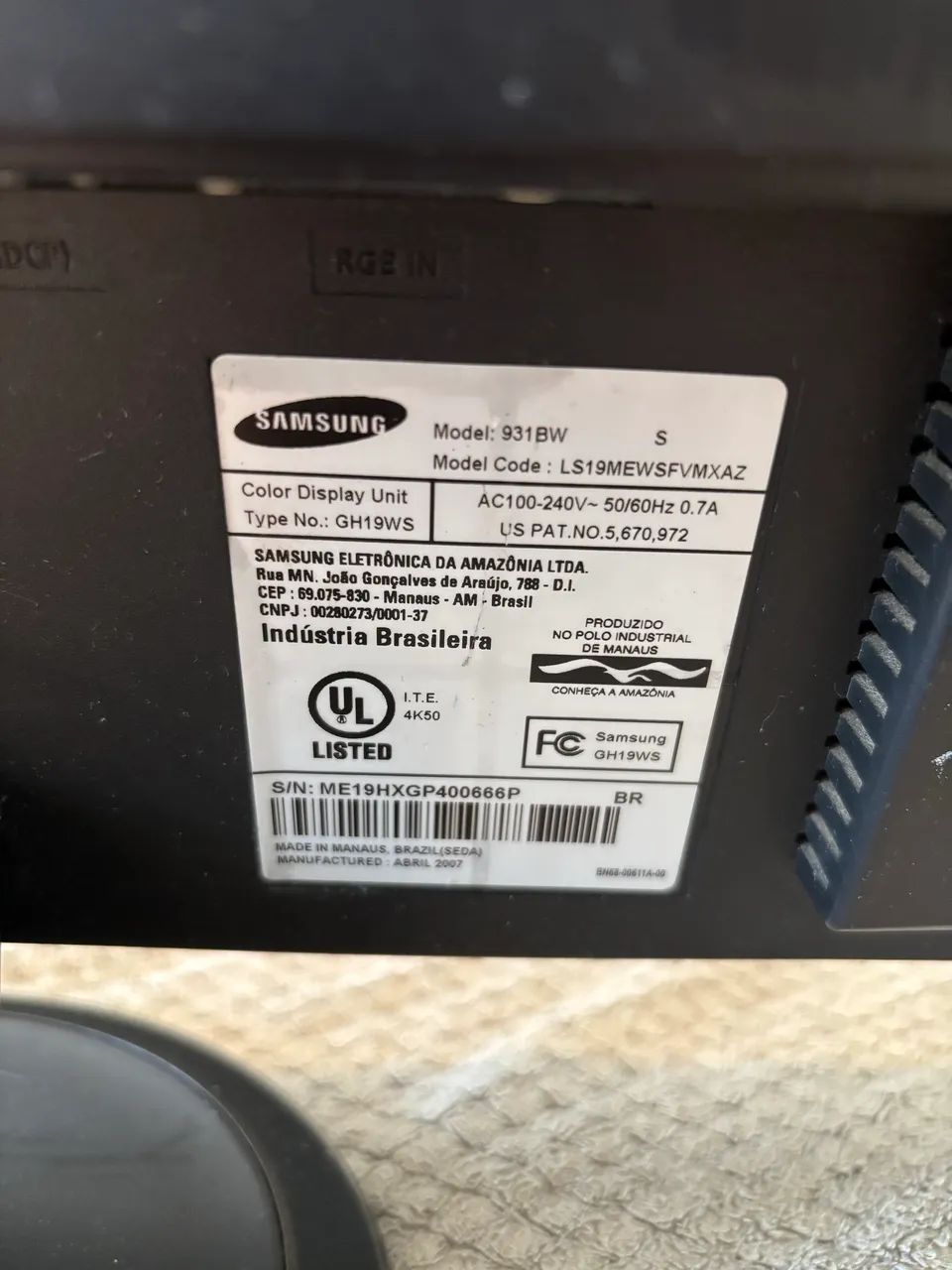 Monitor Samsung SyncMaster 931BW - Foto 2