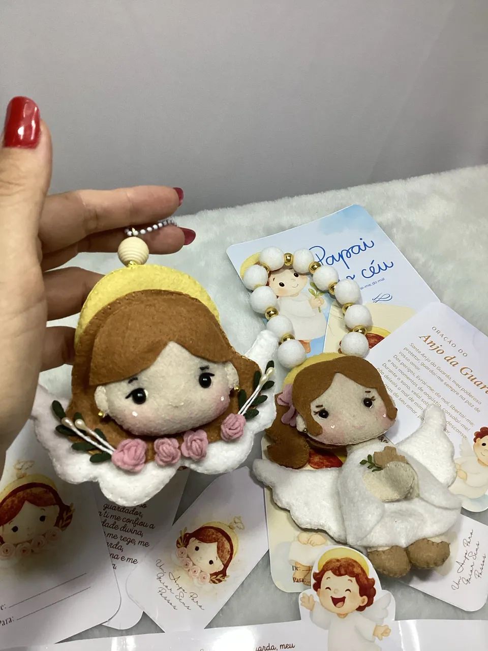 Chaveiro Anjinha em Feltro com Tag Personalizada e Embalagem  - Foto 4