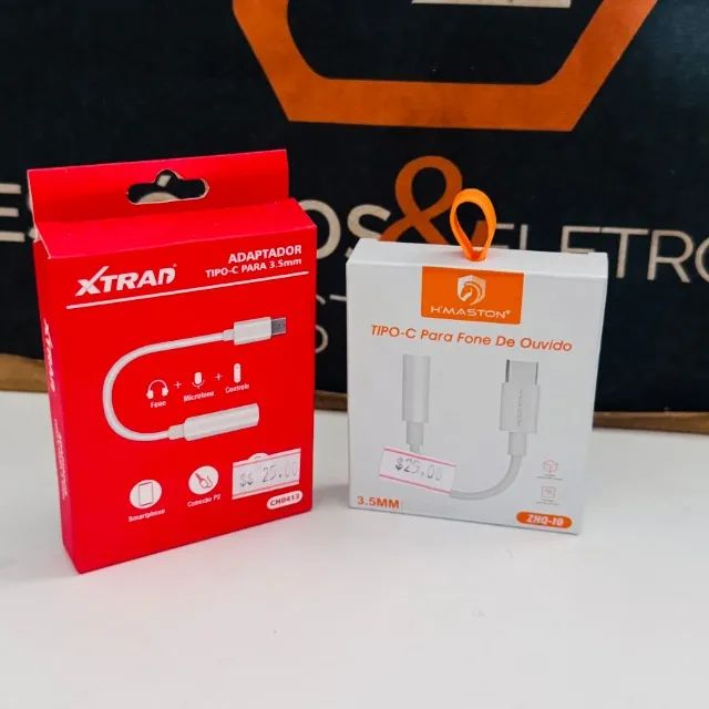 Adaptador p2-Tipo-C - p/ utilizar fones com fio P2 em Celulares Tipo- C (com e sem Dac)