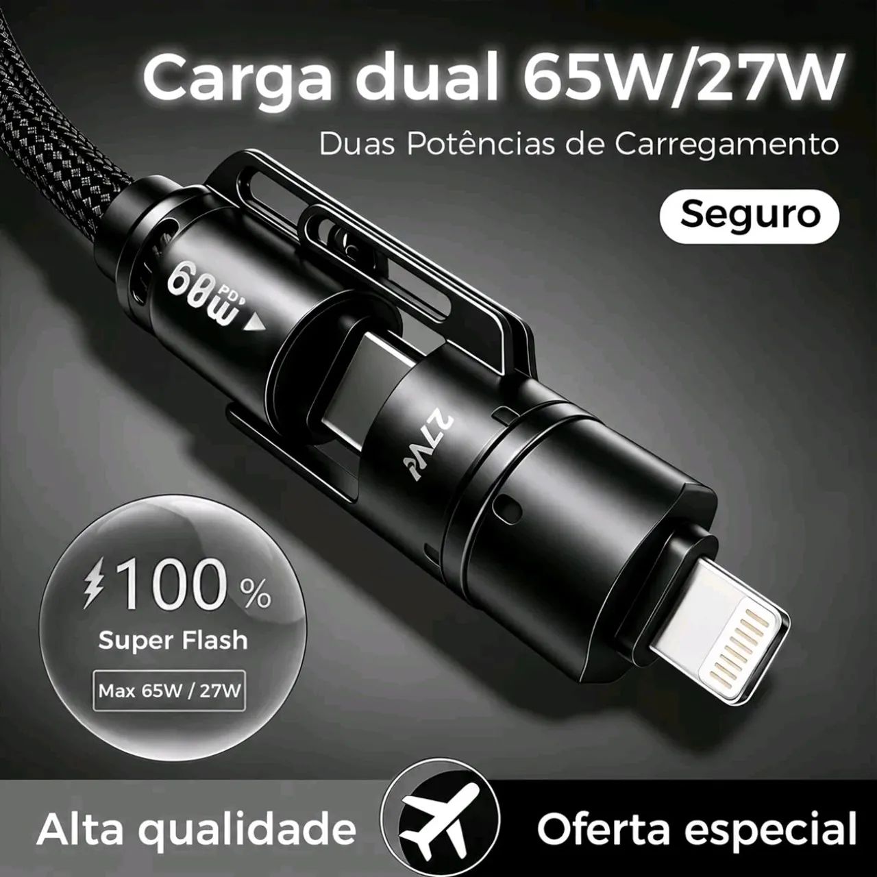 Cabo 4 em 1 Trançado 1,8 Metros - Foto 5