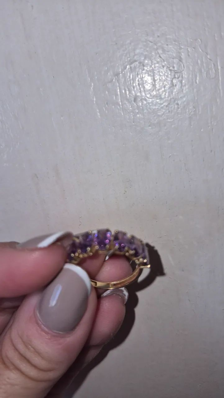 Meia aliança em ouro e pedras - Foto 5