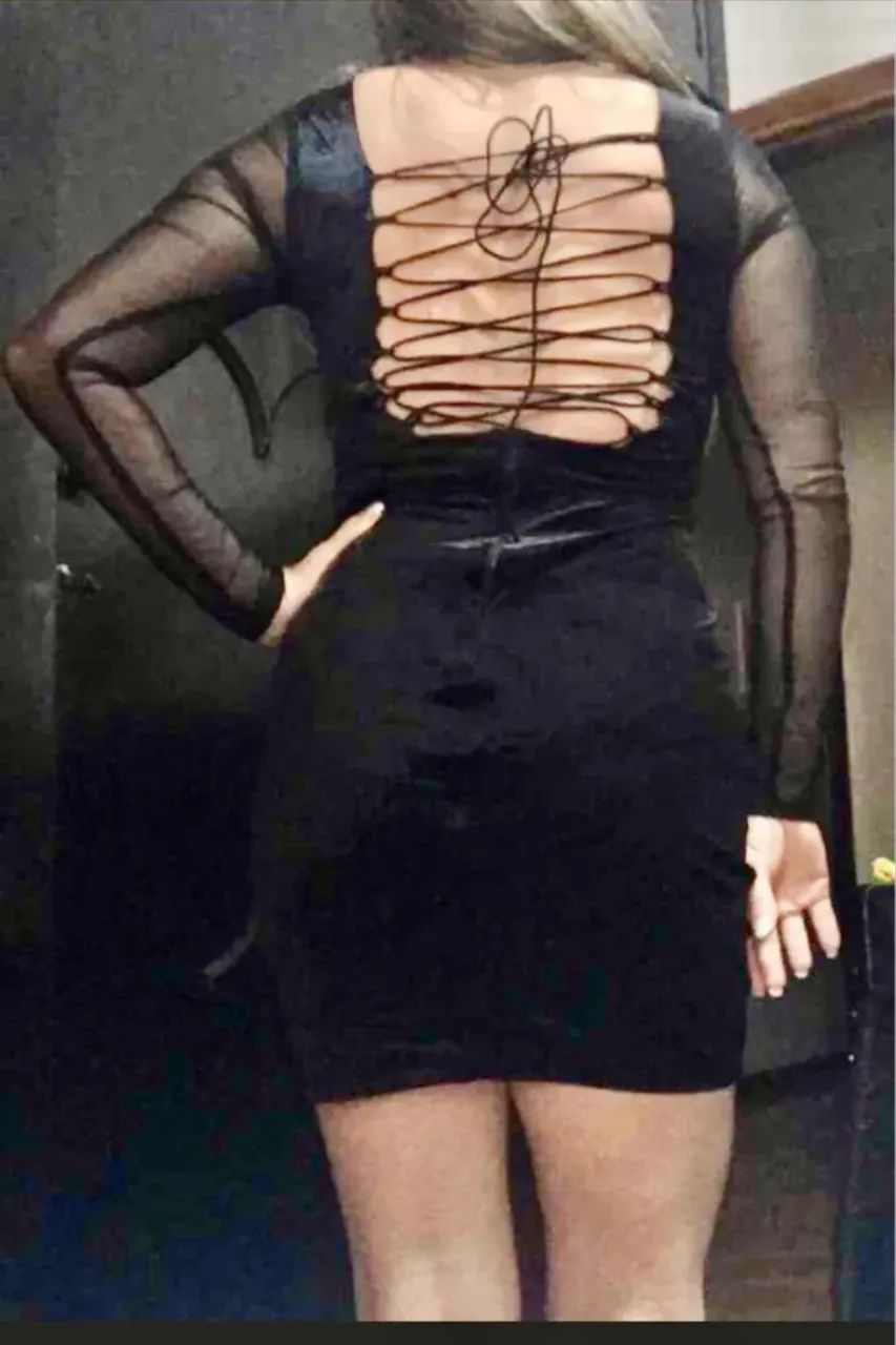 Vestido de veludo com mangas em tule /marca Paula Mello - Foto 3