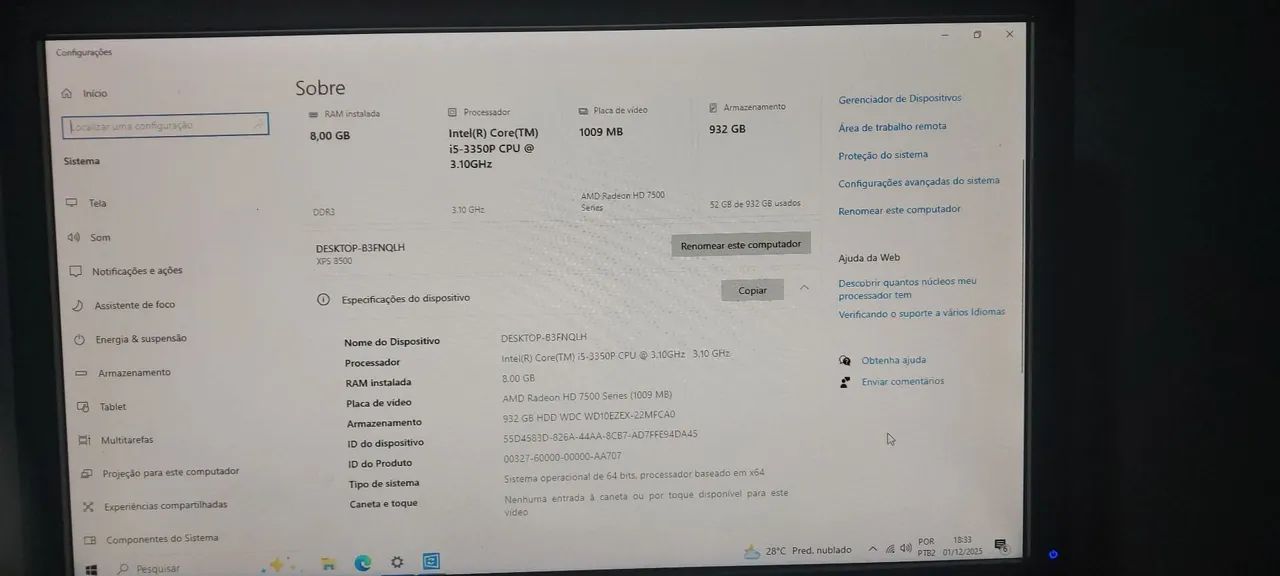 Desktop Dell XPS8500 