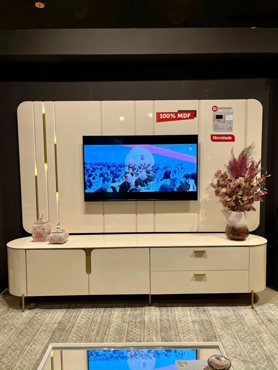 Rack com painel Celine DJ Móveis, ideal para TVs até 75 Polegadas - Entrega Imediata; - Foto 2