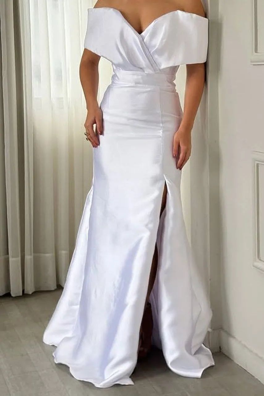 Vestido longo Branco em Zibeline - Foto 2