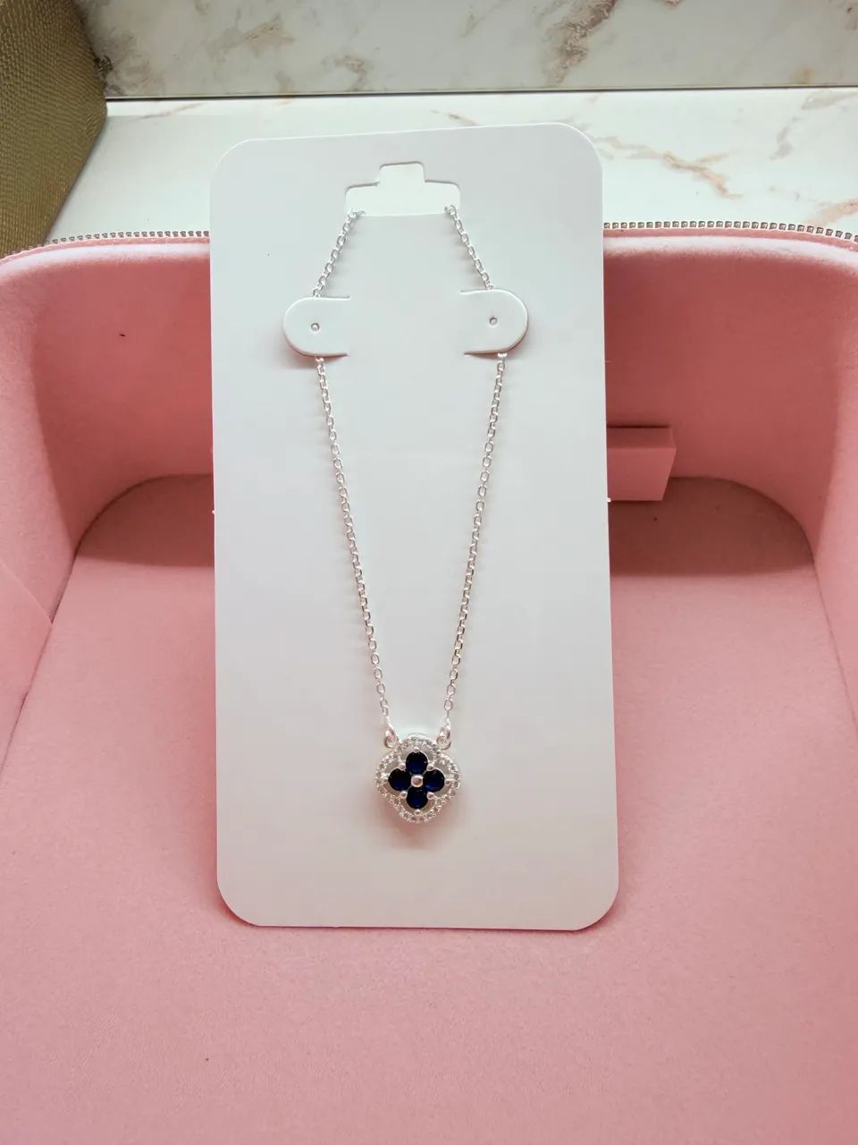Colar Cravejado com Zircônias - Azul 
