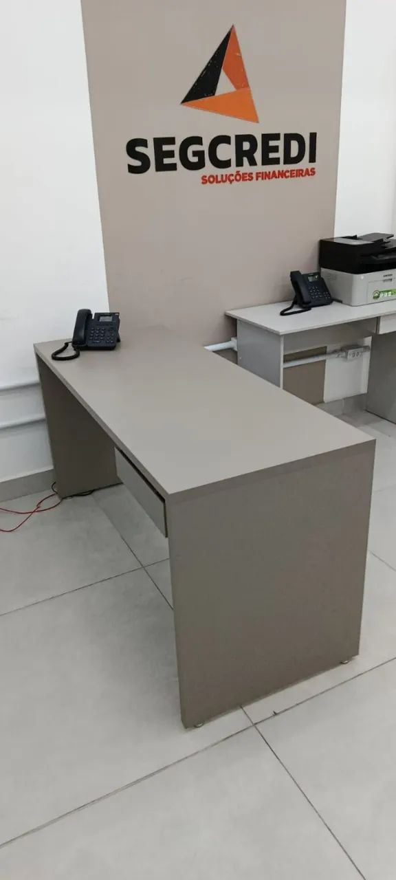 Mesa Gerente MDF Cinza - Foto 2