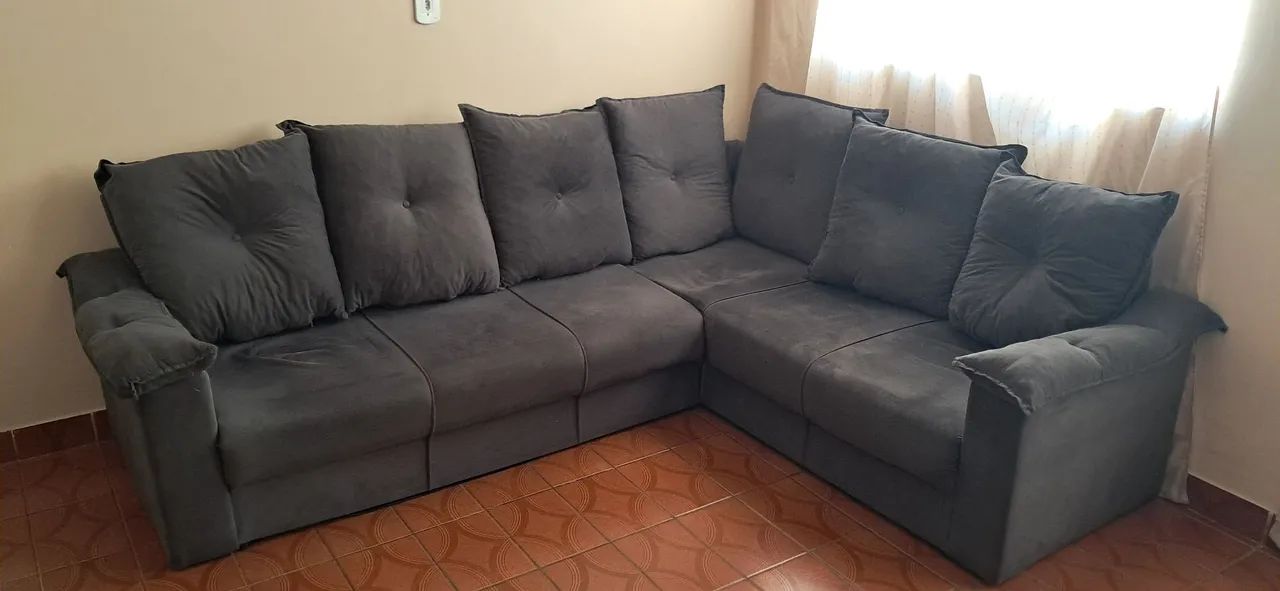 Sofá de canto 6 lugares cor cinza