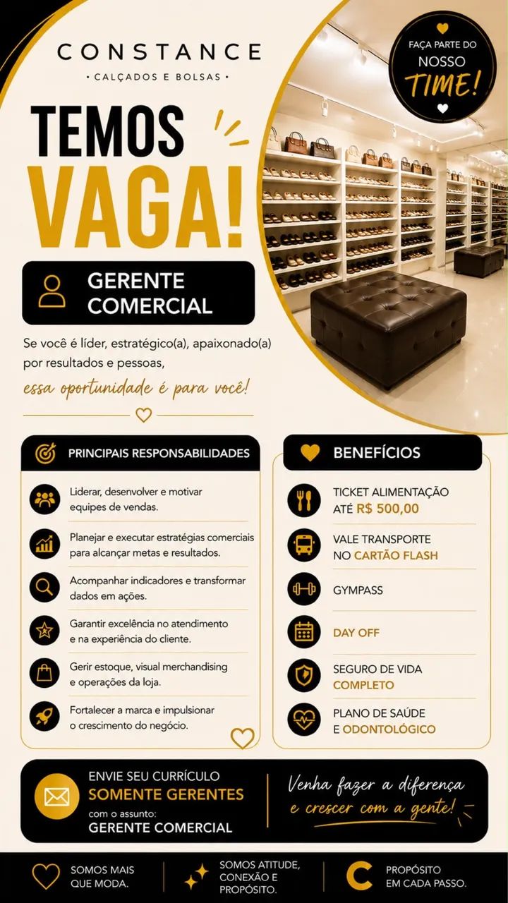 Vaga para Gerente Comercial - Constance