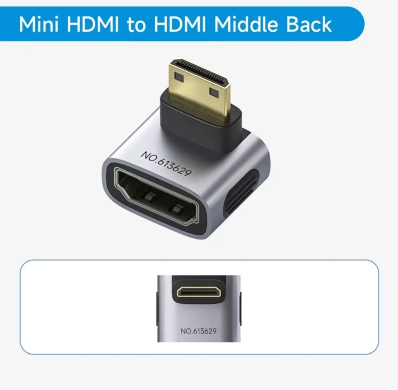 Mini HDMI to HDMI 90 graus Middle black - Foto 2