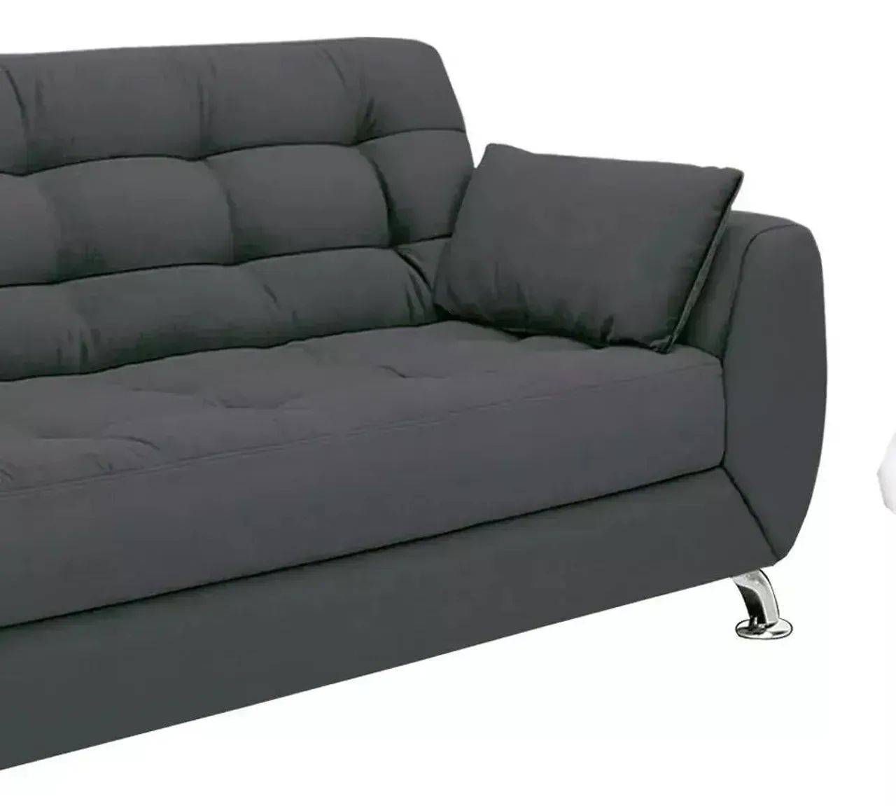 Sofá 3 Lugares Larissa Suede Cinza - Modern  - Foto 5