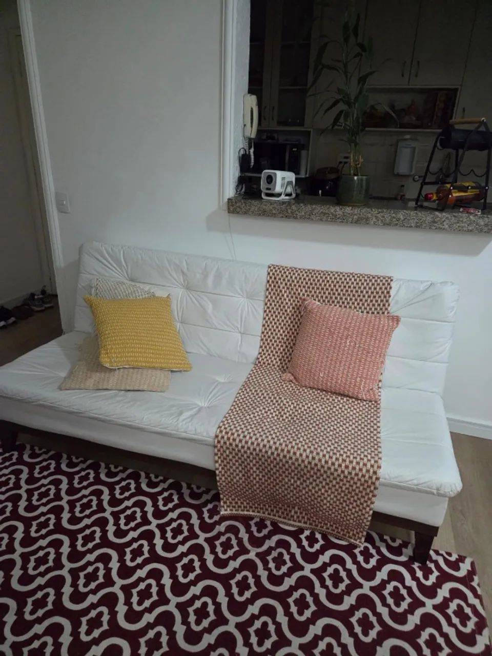 Sofá cama reclinável 3 lugares branco 