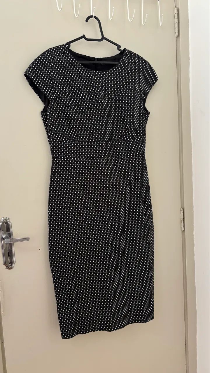 vestido midi zara basic preto e branco m/g. - Foto 3