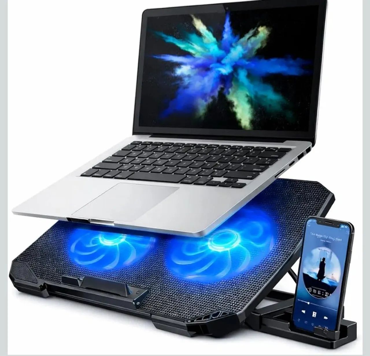 Suporte Para Notebook Base Ergonômica com 2 Coolers e Espaço Pra Celular  - Foto 3