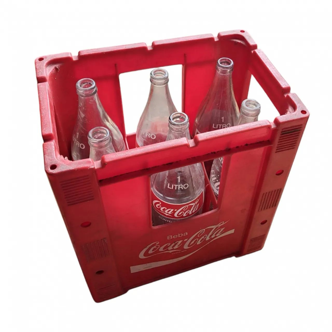 Engradado de plástico da Coca cola com 6 garrafas de vidro 1 Litro