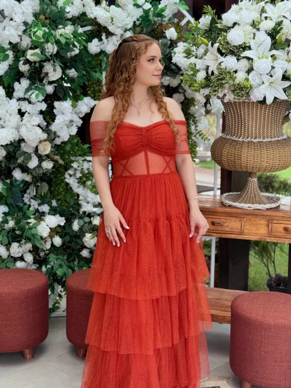 Vestido de festa terracota 