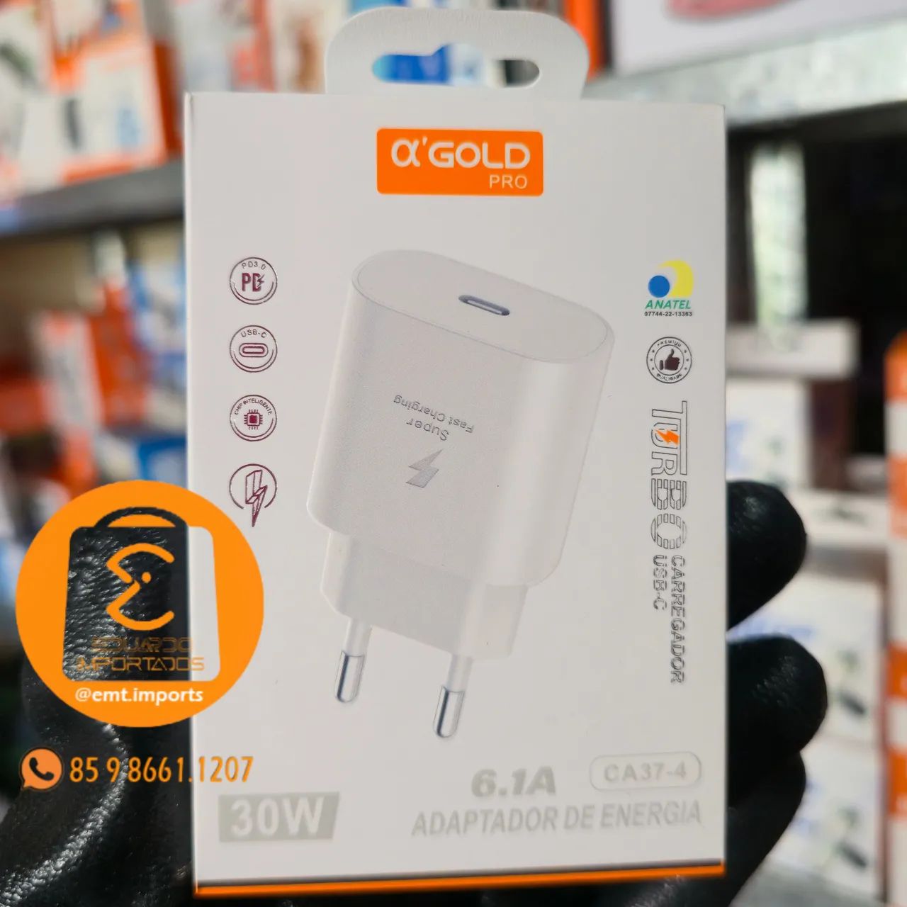 PD 30W de Potência, cabeça de carregador Fonte para Celular, Tipo-C