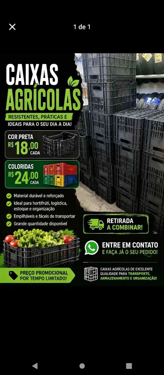 Caixas Plásticas Hortifruti preto , * Edimundo Gaido 