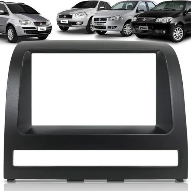 Moldura Painel 2 Din Multímidia Dvd Mp5 Fiat Palio / Strada / Idea / Siena 2005/ - Preto