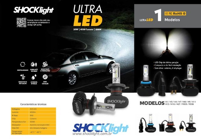 Lâmpada Ultra led Titanium Shocklight H4 6000K 50w 5.000 Lumens P/ Moto - Foto 2