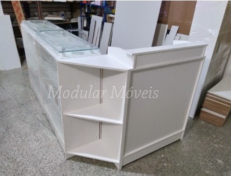 Balcão Caixa em L + 2 Balcões Vitrine com Tampo de Vidro  - Foto 2