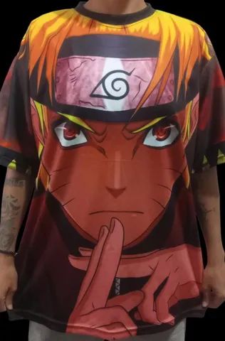 Camiseta Unissex Naruto e Sasuke Modo Sharingan e Kyuubi Uzumaki e