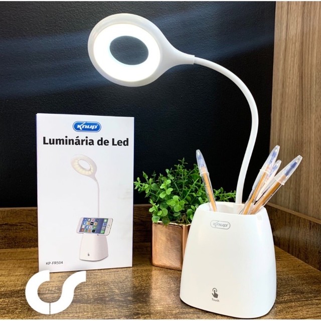 Luminária 18 Leds porta caneta suporte para celular Escritório Knup Kp-FR504