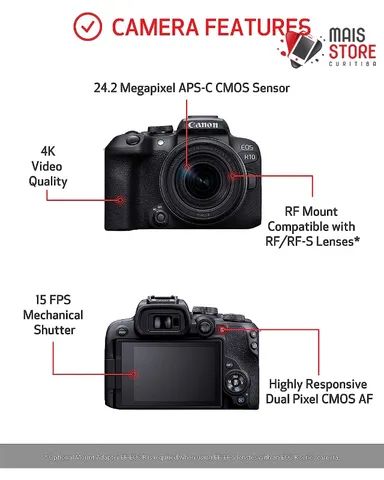Câmera Canon Eos R10 Kit 18-150MM Is STM Novos/Lacrados - Câmeras