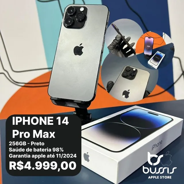 IPhone 14 Pro Max 256GB Preto Saúde de bateria 89% R$ 4.700,00