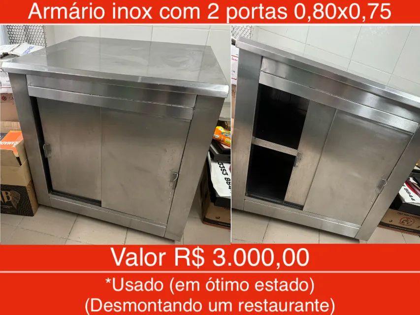 Armário inox 2 portas 0,80x0,75