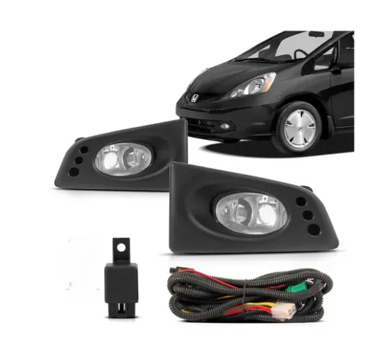 Kit Farol de Milha Honda Fit 09 - 12 Completo e com Botão Comum