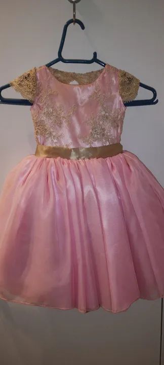 Vestidos mãe e filha - Rosa e dourado - Foto 5