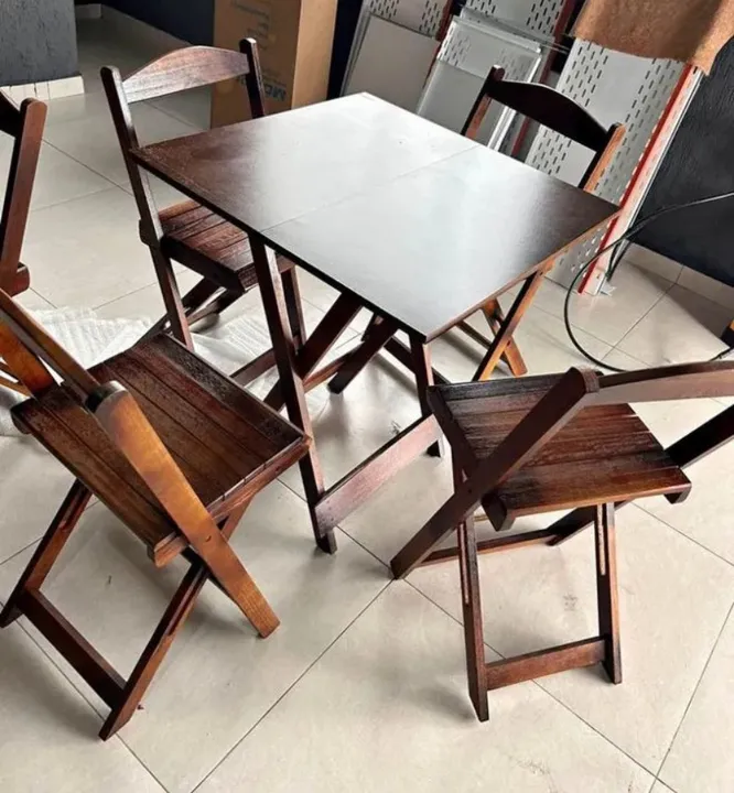 Ultimos dias preço antigo - Jogo de Mesa e Cadeiras de Madeira Dobrávelg