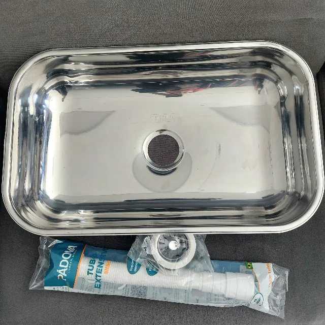 PRONTA ENTREGA | Cuba Pia Cozinha Grande Inox 56x34cm c/ válvula