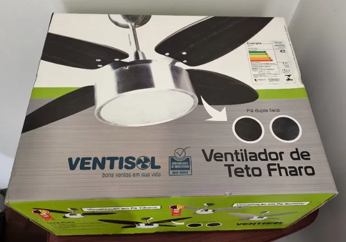 Ventilador de teto Ventisol Fharo - Novo embalado