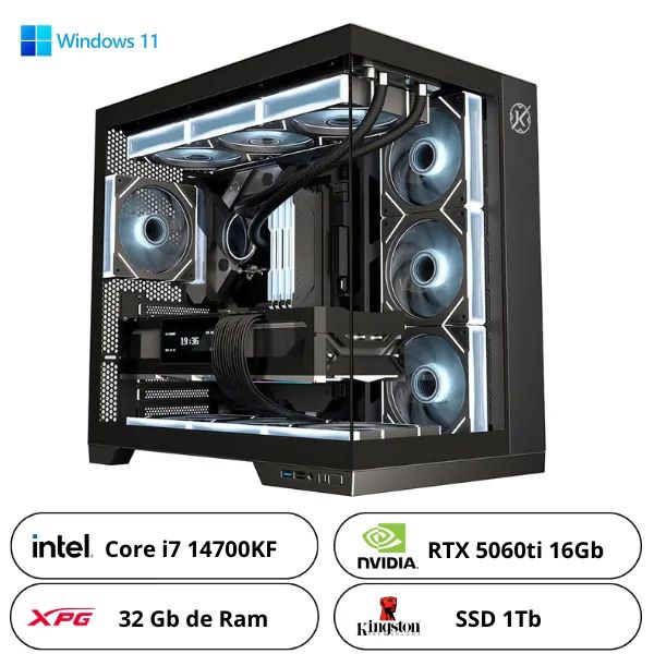 Pc Gamer Intel i7 + Rtx 5060ti Python, 32 Gb de Ram - Produto novo ...