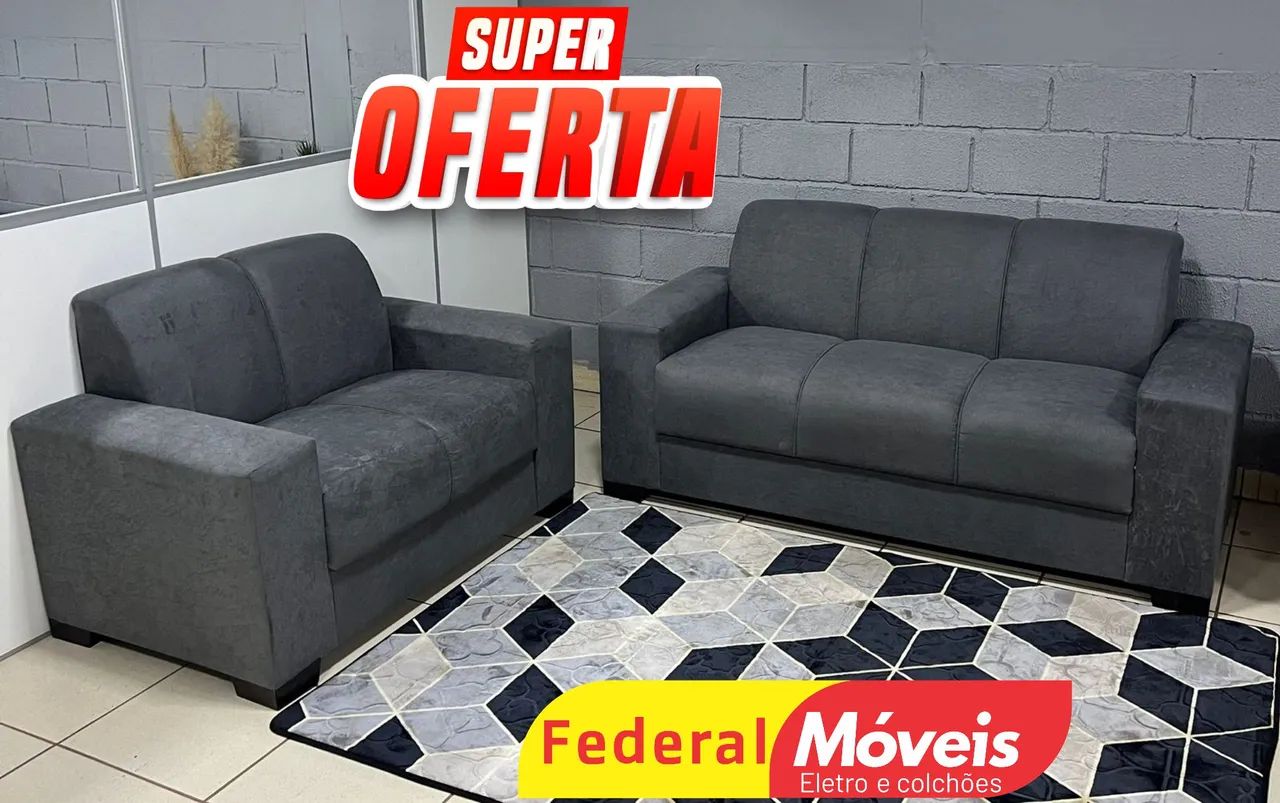 Sofá com 2 e 3 lugares Conjunto Suede (1,35 e 1,80m) - Fazemos Entregas 
